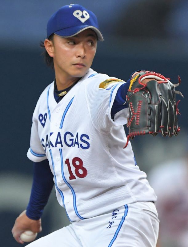 【ホンダ鈴鹿―大阪ガス】大阪ガス先発の温水=京セラドーム大阪で2018年11月8日、山崎一輝撮影