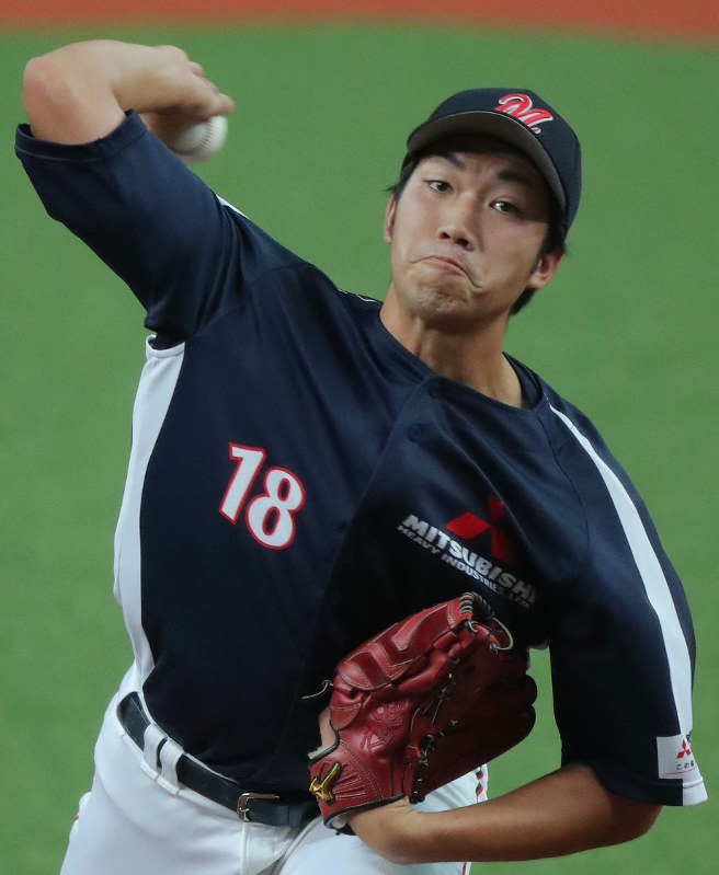 【三菱重工名古屋-JR東日本東北】三菱重工名古屋先発の勝野=京セラドーム大阪で2018年11月8日、三村政司撮影