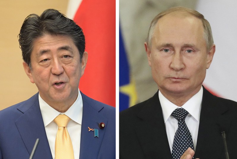 【左】安倍晋三首相=川田雅浩撮影【右】プーチン露大統領=AP