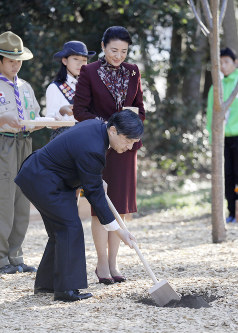 全国育樹祭の関連行事に参加された皇太子ご夫妻＝東京都臨海部の中央防波堤埋め立て地で２０１８年１１月１７日午後２時８分、尾籠章裕撮影
