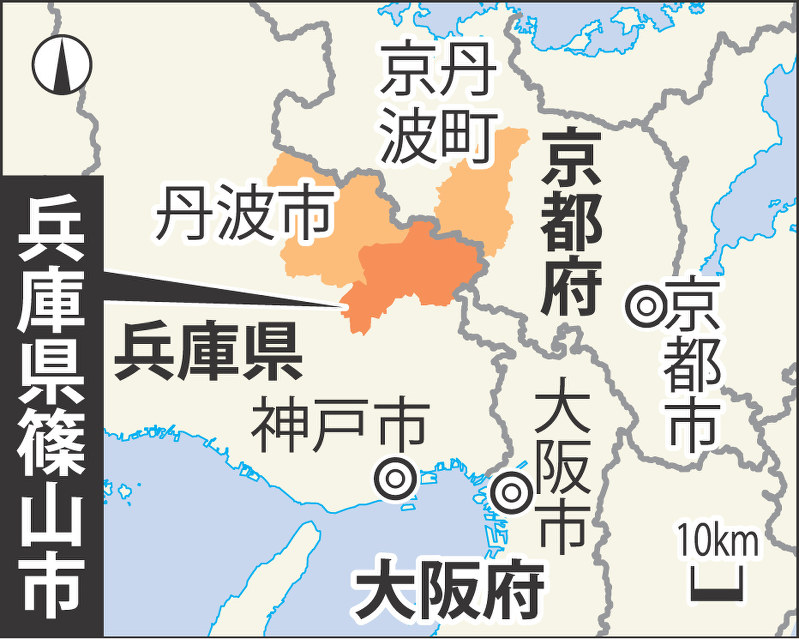 兵庫県篠山市の位置