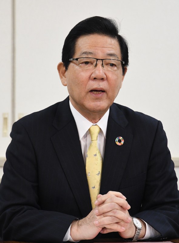 北橋健治市長=北九州市小倉北区で2018年11月14日、下原知広撮影