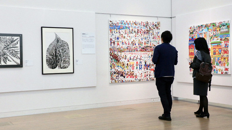 「ここから3」展の会場=東京都港区の国立新美術館で2018年12月5日、岡本同世撮影