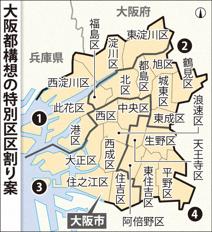 大阪都構想の特別区区割り案