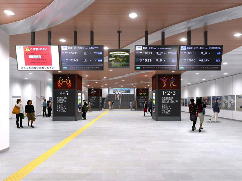 あいの風とやま鉄道富山駅の新しい内観のイメージ=同鉄道提供
