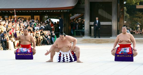 明治神宮で奉納土俵入り 初場所に進退かける稀勢「いよいよ始まる