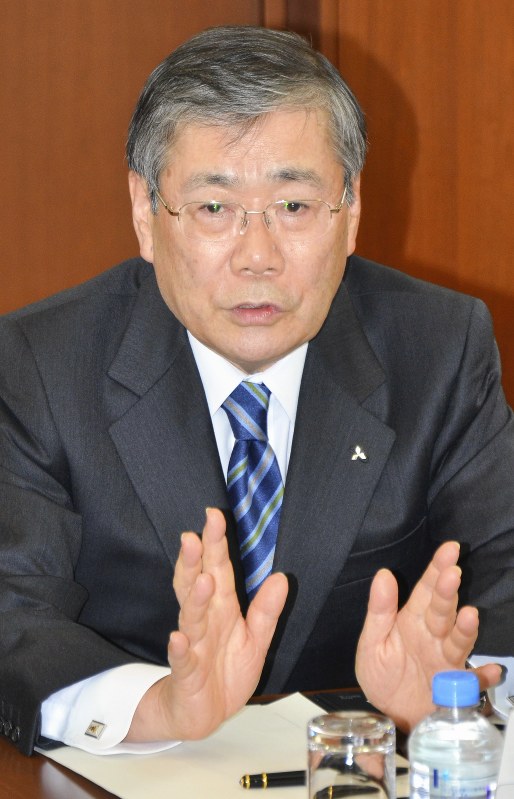 エネルギー事業の見通しなどについて語る三菱重工業の宮永俊一社長=柳沢亮撮影