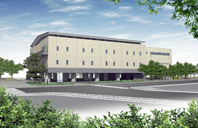 和歌山県田辺市の扇ケ浜公園に建設される新武道館の完成予想図=同市提供