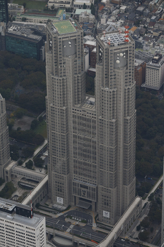 東京都庁=東京都新宿区で、本社ヘリから