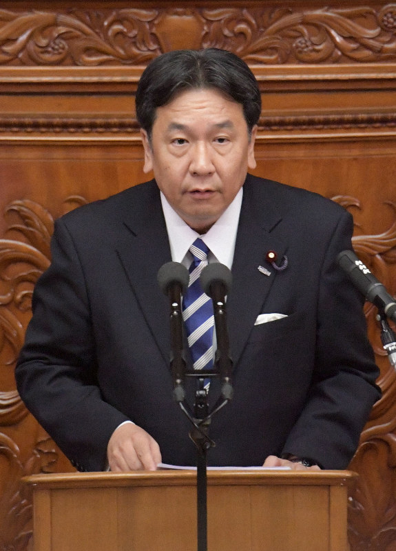 衆院本会議で代表質問をする立憲民主党の枝野幸男代表＝国会内で2019年1月30日午後1時3分、川田雅浩撮影