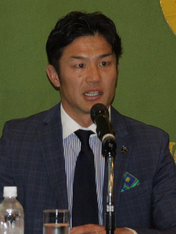 ALS治療研究への支援を呼びかけるラグビー元日本代表の広瀬俊朗さん=東京都千代田区の日本記者クラブで2019年2月7日午後2時7分、谷口拓未撮影