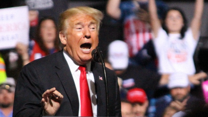 トランプ米大統領=2018年9月29日、高本耕太撮影