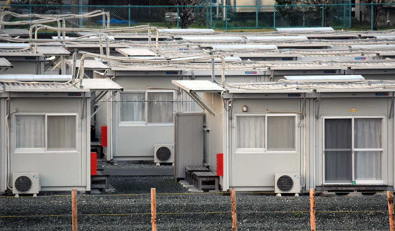 熊本市東区の東町仮設住宅。2016年8月に完成し、入居期限が1度延長された今も被災者が住む=熊本市東区で2019年3月7日午後6時1分、城島勇人撮影