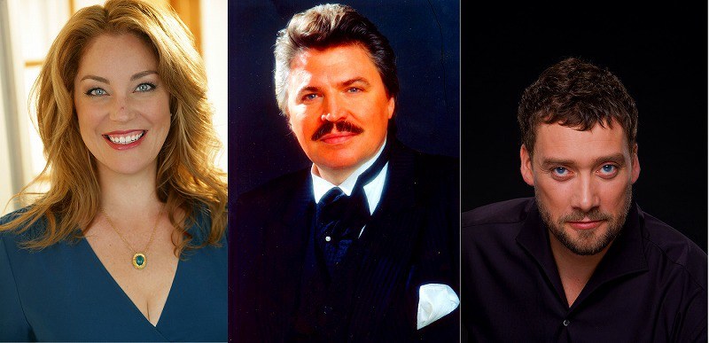 左から、ミーガン・ミラー、ペーター・ザイフェルト、アイン・アンガーらガラ・コンサートに出演する歌手陣=写真中(C)Hösl