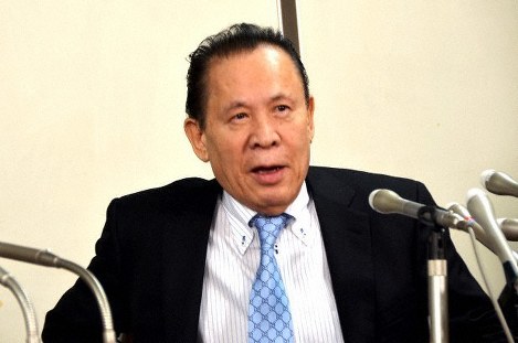 ユニバーサルエンターテインメントの創業者で、会長として実権を握っていた岡田和生氏=東京・霞が関の司法記者クラブで2017年9月14日撮影