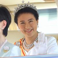 「朝見の儀」のため、皇居に車で入られる新皇后雅子さま＝皇居・半蔵門で２０１９年５月１日午前１０時４８分、宮武祐希撮影