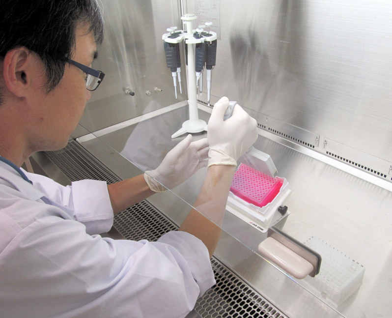 コメのDNA検査の様子=新潟県環境衛生研究所提供