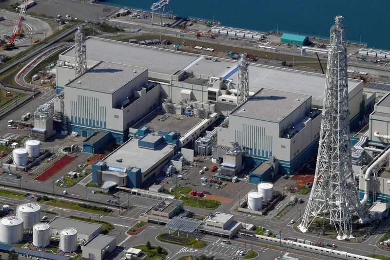 新潟県の東京電力柏崎刈羽原発=本社機「希望」から西本勝撮影