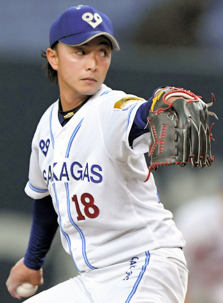 大阪ガスのエース右腕・温水=山崎一輝撮影