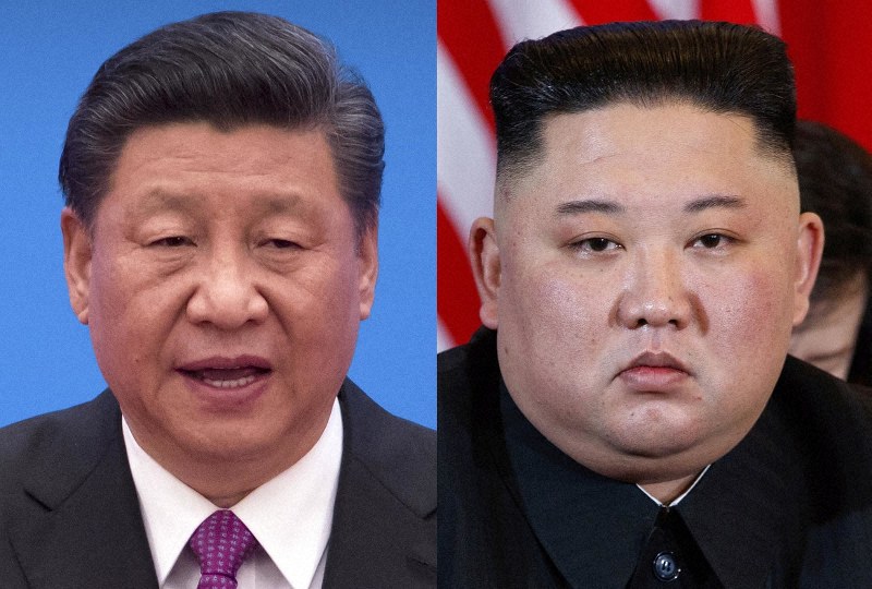 中国の習近平国家主席(左)と北朝鮮の金正恩朝鮮労働党委員長=AP
