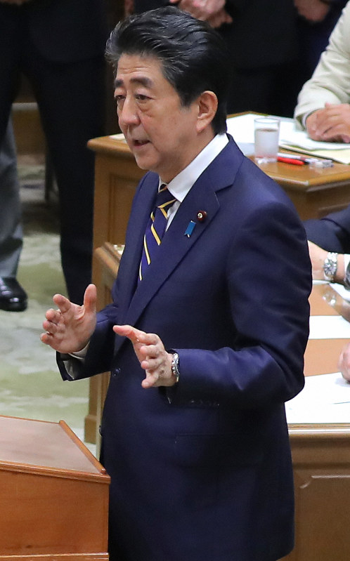 党首討論で、日本維新の会の片山虎之助共同代表の質問に答える安倍晋三首相=国会内で2019年6月19日、宮武祐希撮影
