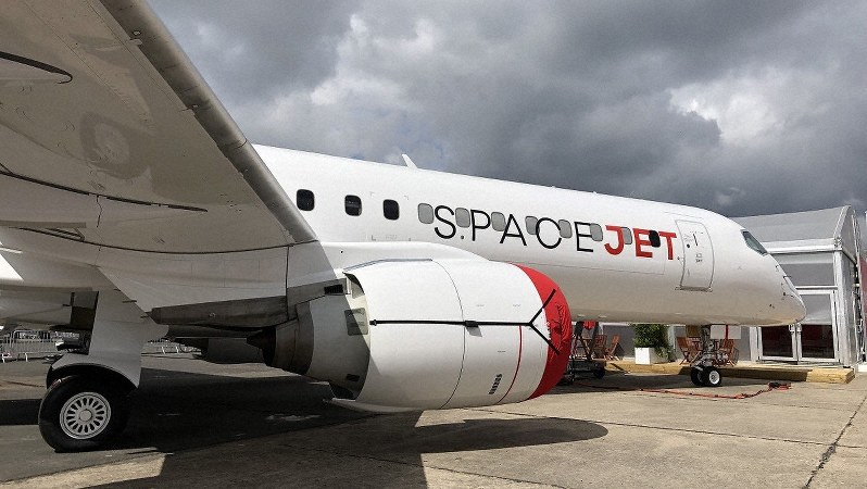 パリ航空ショーに参加した「スペースジェット」(三菱航空機提供)