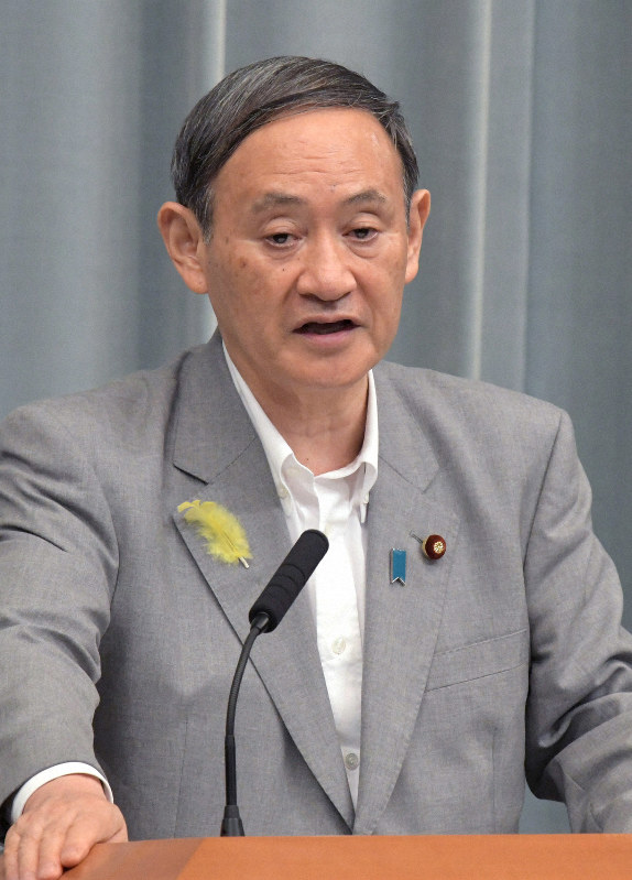 閣議後の記者会見で発言する菅義偉官房長官＝首相官邸で2019年7月2日午前10時34分、川田雅浩撮影