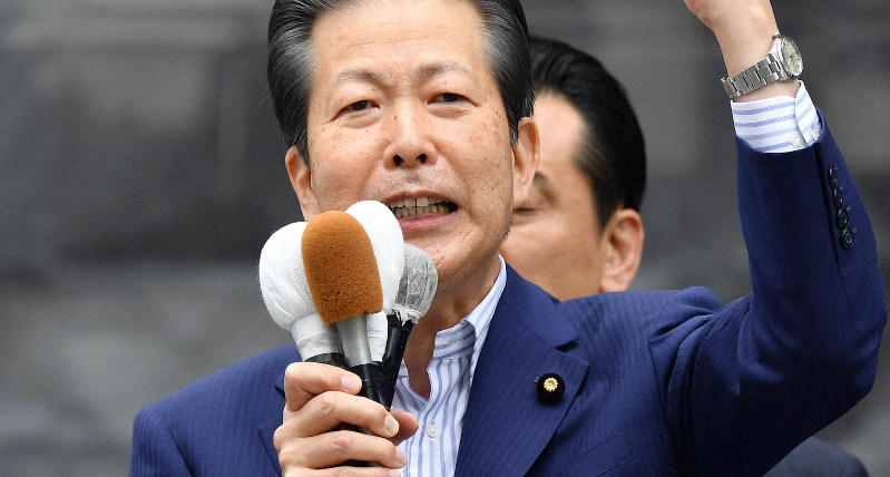 参院選が公示され、第一声を上げる公明党の山口那津男代表=神戸市中央区で2019年7月4日午前10時46分、猪飼健史撮影
