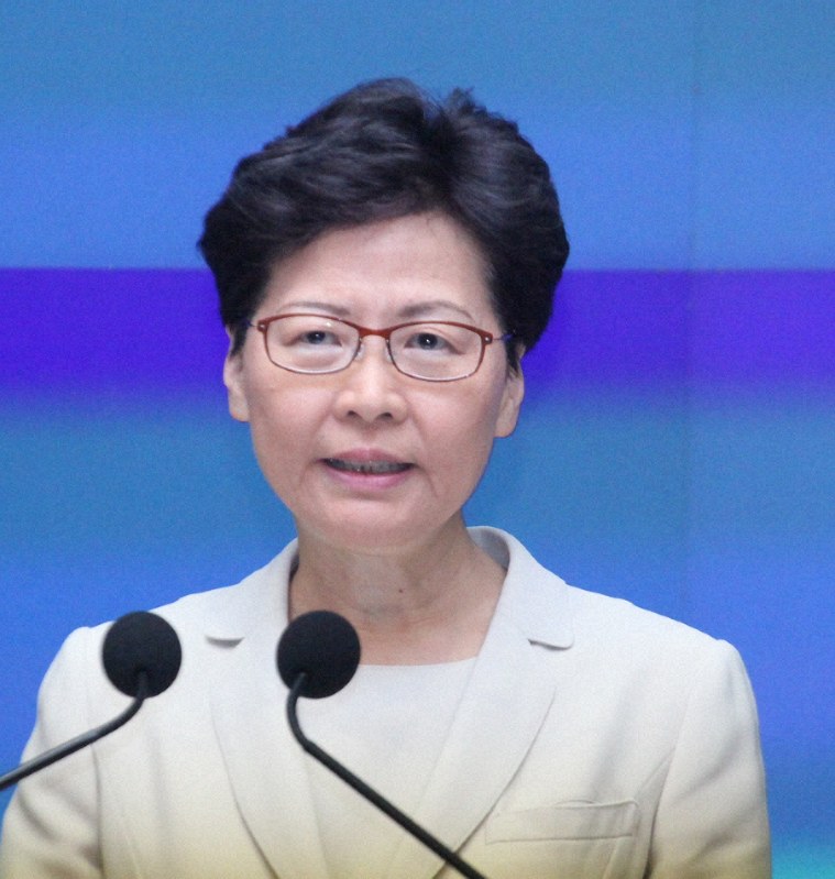 林鄭月娥行政長官=香港政府庁舎で2019年6月18日午後4時14分、福岡静哉撮影