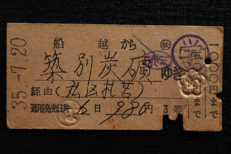 切符のメモリー：船越から築別炭鉱 | 毎日新聞