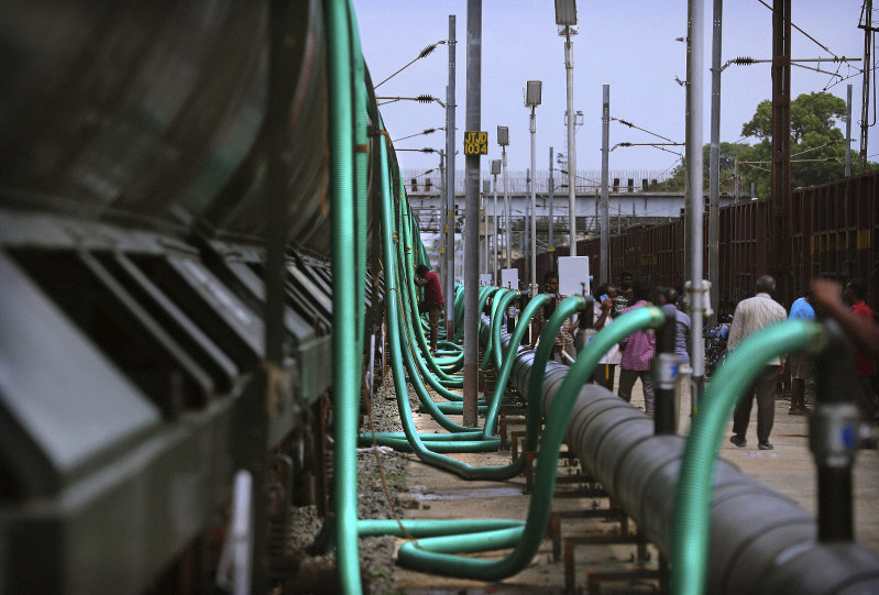 Image result for Parched manufacturing city in India brings in water by rail