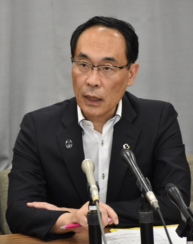 埼玉知事選への出馬を表明した大野元裕氏=県庁で2019年6月5日、畠山嵩撮影