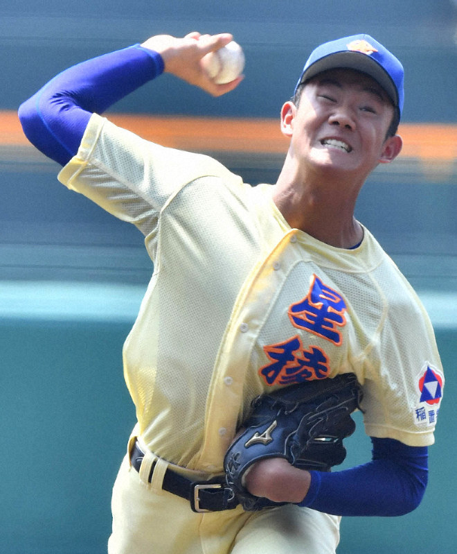 【智弁和歌山-星稜】星稜先発の奥川=阪神甲子園球場で2019年8月17日、森園道子撮影