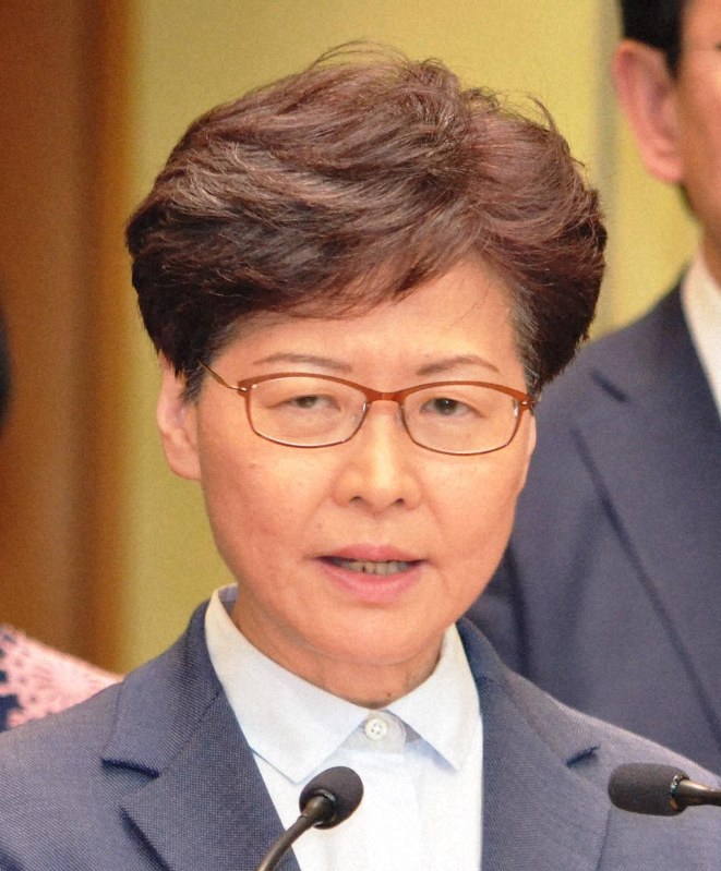 林鄭月娥行政長官=香港政府庁舎で2019年7月22日午後3時26分、福岡静哉撮影