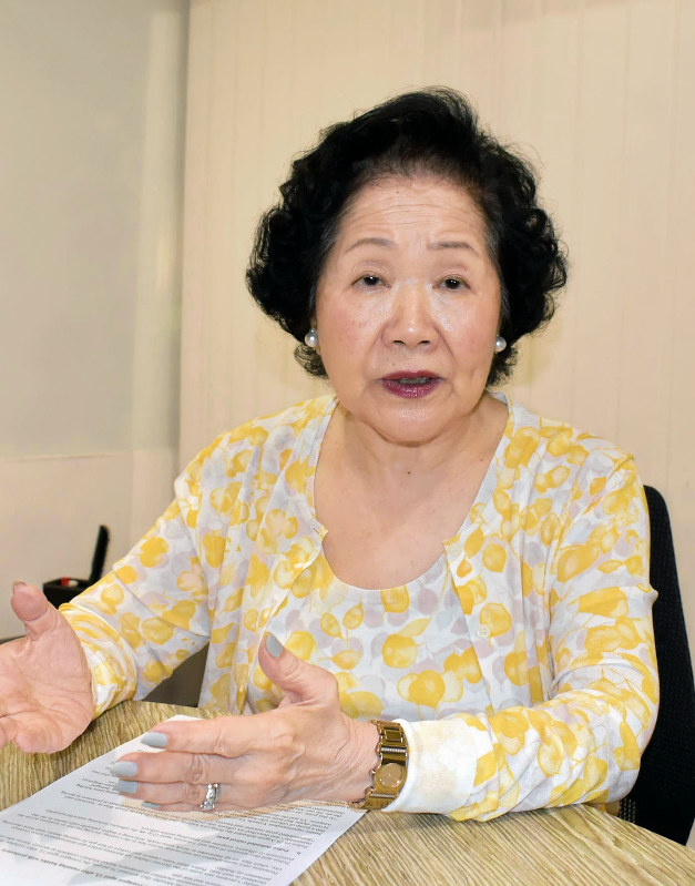 インタビューに応じる陳方安生氏=香港・湾仔で2019年8月26日、福岡静哉撮影