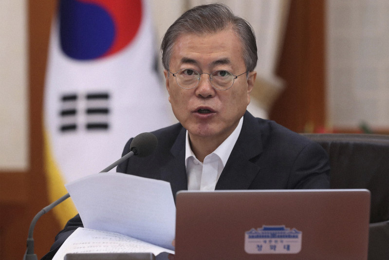 韓国の文在寅大統領=AP