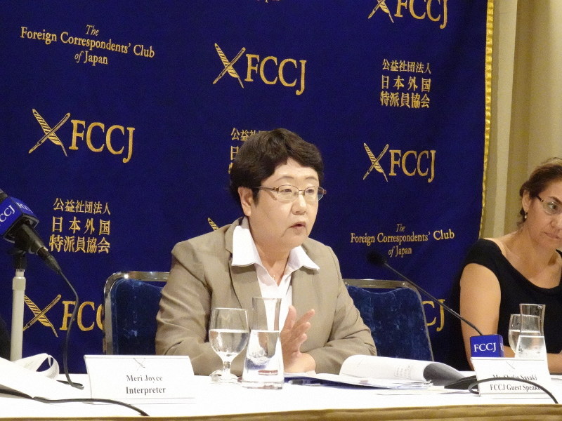 日本外国特派員協会で記者会見する佐々木聖子出入国在留管理庁長官=東京都千代田区で2019年9月9日午後2時38分、和田浩明撮影