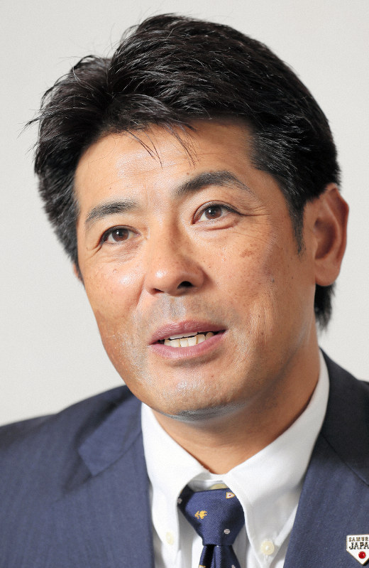 野球日本代表の稲葉篤紀監督=東京都港区で、長谷川直亮撮影