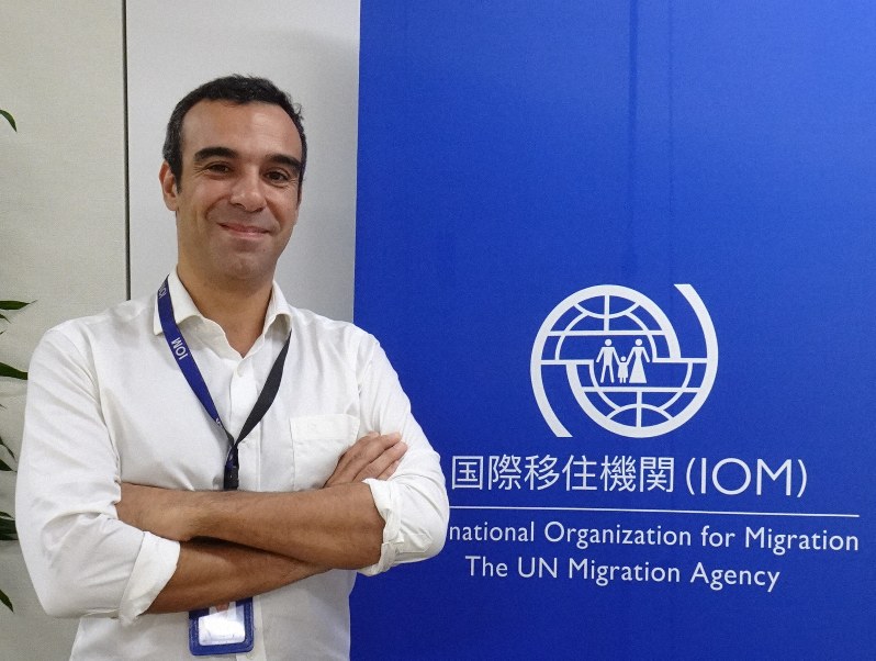 国際移住機関(IOM)で奴隷労働や人身取引防止のため企業との連携を担当するジョアキム・トリーニャ氏=東京都港区で2019年9月13日午前10時13分、和田浩明撮影