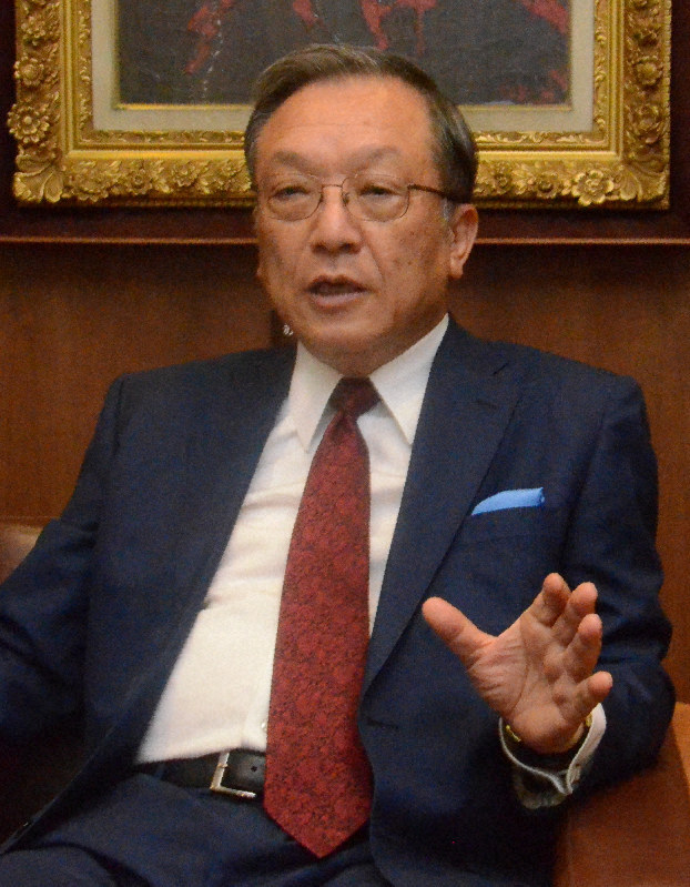 創業支援に注力する姿勢を示した西日本フィナンシャルホールディングスの谷川浩道社長＝福岡市で2019年9月24日午後4時34分、浅川大樹撮影