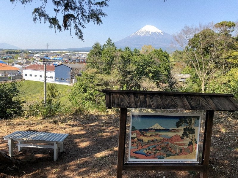 「駿片倉茶園ノ不二」で描かれたと見られる風景=静岡県富士市提供