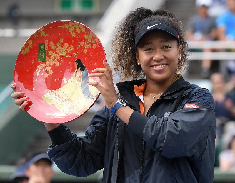 笑顔の大坂なおみ選手=加古信志撮影