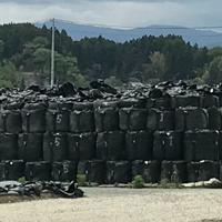 除染廃棄物が入ったフレコンバッグ＝福島県内で、曽根田和久撮影