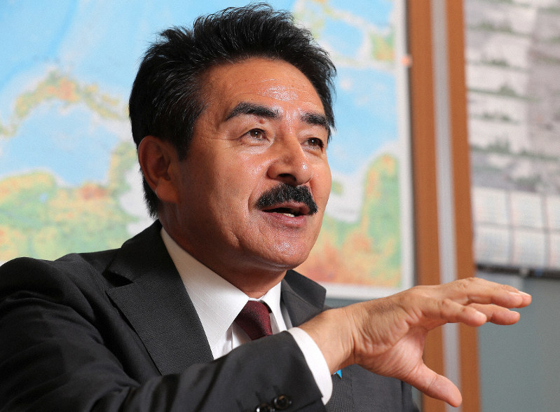 質問に答える佐藤正久前副外相=東京都千代田区で2019年10月7日、宮武祐希撮影