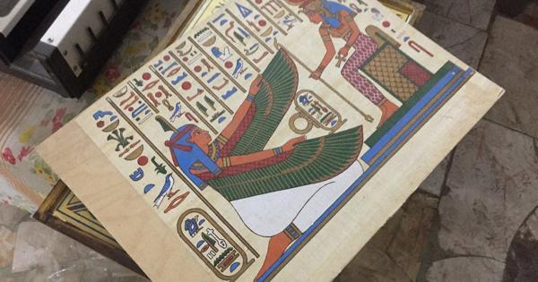 パピルス　エジプト パピルス紙 古代エジプト図 版画？肉筆 95㎝×64㎝