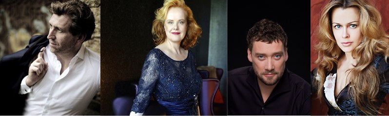 ヤノフスキのタクトで「トリスタンとイゾルデ」に出演する(左から)アンドレアス・シャーガー(C)David Jerusalem/ペトラ・ラング(C) Ann Weitz/アイン・アンガー/エレーナ・ツィトコーワ