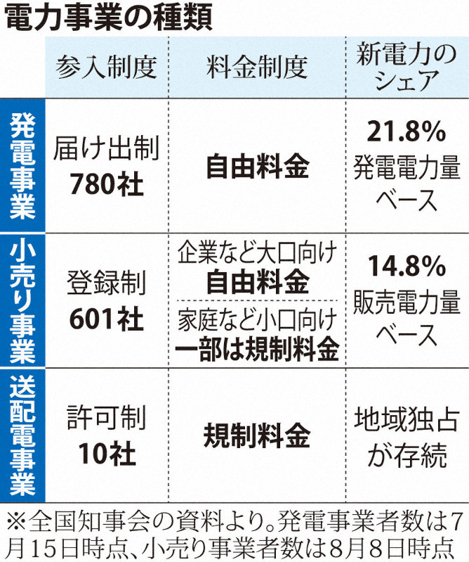 電力事業の種類