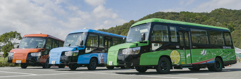 営業運転で使われる3台のDMV=徳島県提供