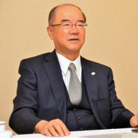 海外市場での戦略などを語る大阪ガスの本荘武宏社長＝大阪市中央区で、杉山雄飛撮影