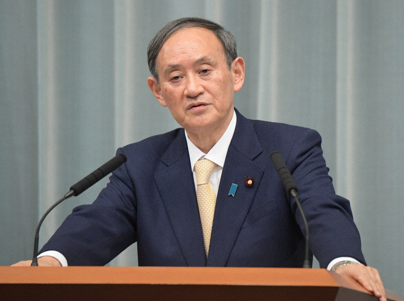 今年初めての閣議を終えて記者会見する菅義偉官房長官=首相官邸で2020年1月7日午後0時2分、川田雅浩撮影